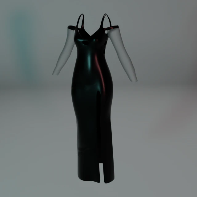 긴 소매가 달린 롱 드레스 3D 모델 .c4d .max .obj .3ds .fbx .stl .blend