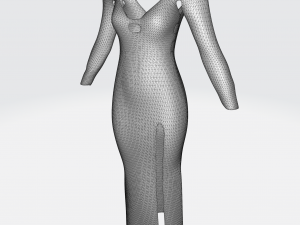 Long dress with long sleeves Modelo 3D