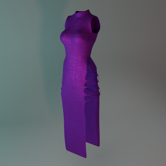 Long dress with splitted sides 3D Model .c4d .max .obj .3ds .fbx .stl .blend 
