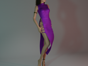 Long dress with splitted sides 3D Model