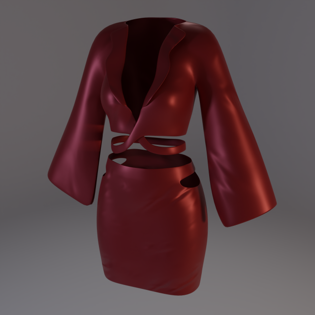 A jacket with a skirt 3D Model .c4d .max .obj .3ds .fbx .stl .blend 