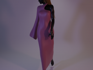 Long dress with one long sleeve Modelo 3D