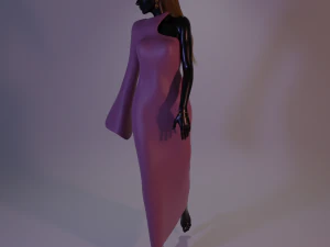 긴 소매가 달린 롱 드레스 3D 모델