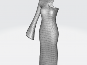 Long dress with one long sleeve Modèle 3D