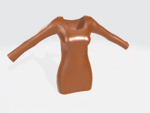 Kr&oacute;tka sukienka z długim rękawem Model 3D