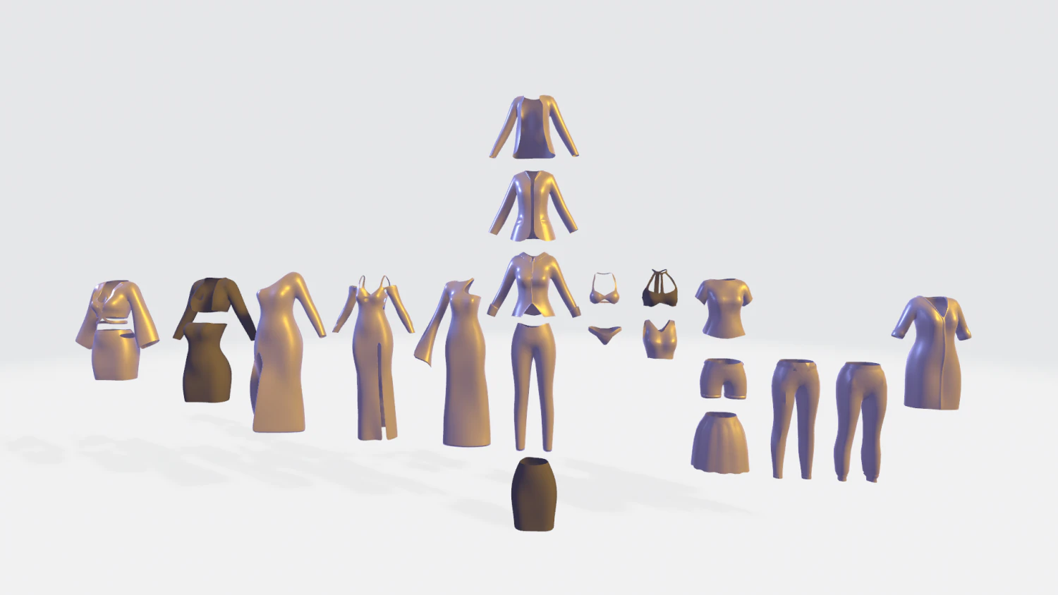 Female clothes pack 3D Model .c4d .max .obj .3ds .fbx .stl .blend 