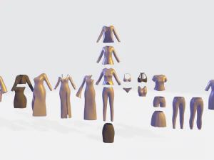 여성 의류 팩 3D 모델