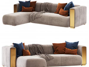 L字型 グレー セクショナルソファ 3Dモデル