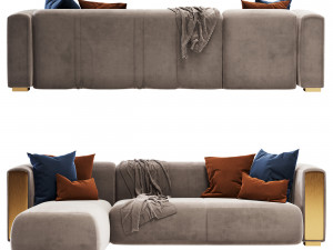 L-Shape Gray Sectional sofa 3D Model