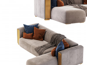 L-Shape Gray Sectional sofa 3D Model