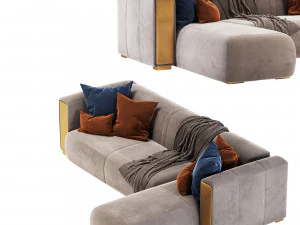 L-Shape Gray Sectional sofa 3D Model