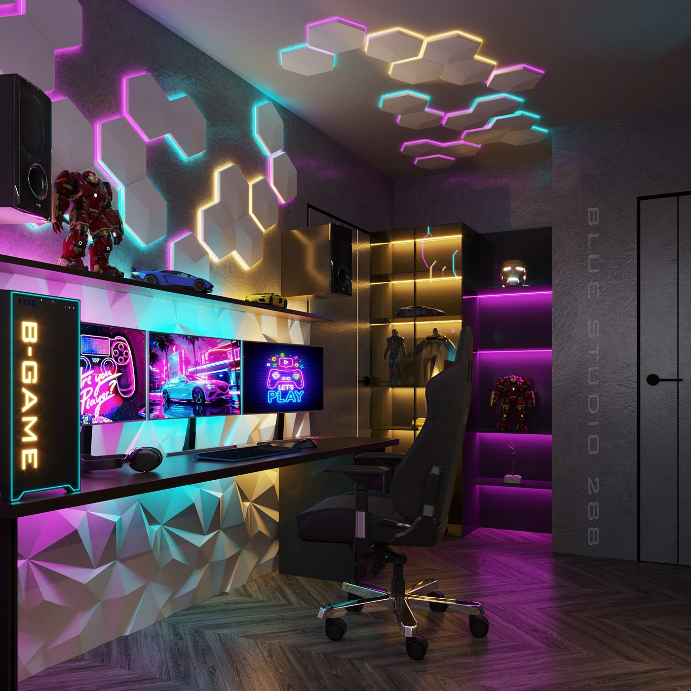 Gaming room 3D Model .c4d .max .obj .3ds .fbx .stl .blend