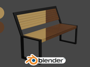 Outdoor wooden bench 3D 模型