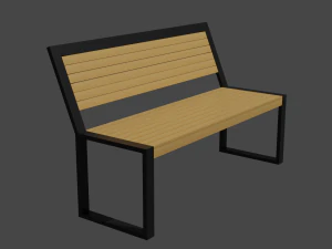 Outdoor wooden bench 3D Model