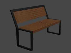 Outdoor wooden bench 3D Model