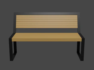 Outdoor wooden bench 3D Model