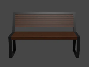 Outdoor wooden bench 3D Model