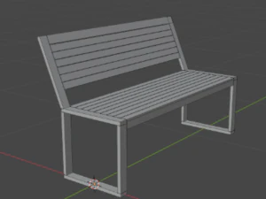 Outdoor wooden bench 3D Model