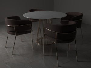 Chair and table Modello 3D