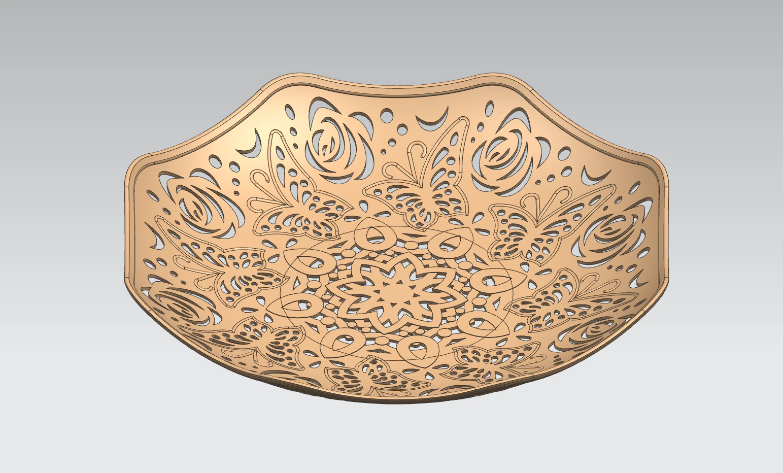 Butterfly Pattern Plate 3D Model .c4d .max .obj .3ds .fbx .stl .blend 