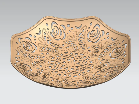 Teller mit Schmetterlingsmuster 3D Modell