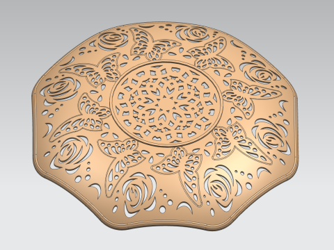 Butterfly Pattern Plate 3D Model