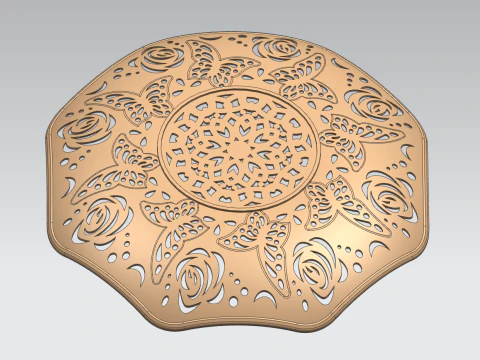 Butterfly Pattern Plate 3D Model