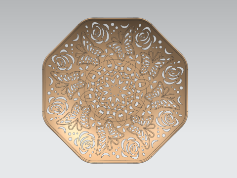 Butterfly Pattern Plate 3D Model