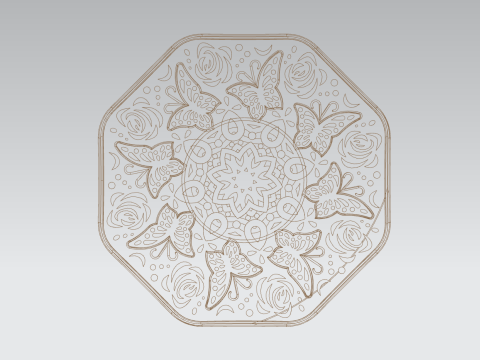 Butterfly Pattern Plate 3D Model