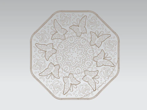 Butterfly Pattern Plate 3D Model