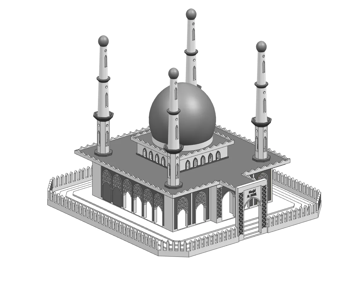 Al Mukmin Mosque 3D Print Model .c4d .max .obj .3ds .fbx .stl .blend