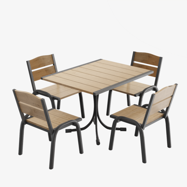 Table witch Chairs for the Garden 3D Model .c4d .max .obj .3ds .fbx .stl .blend 