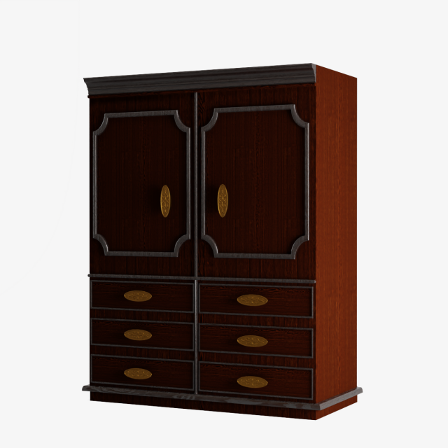 Antique Wardrobe 3D Model .c4d .max .obj .3ds .fbx .stl .blend 