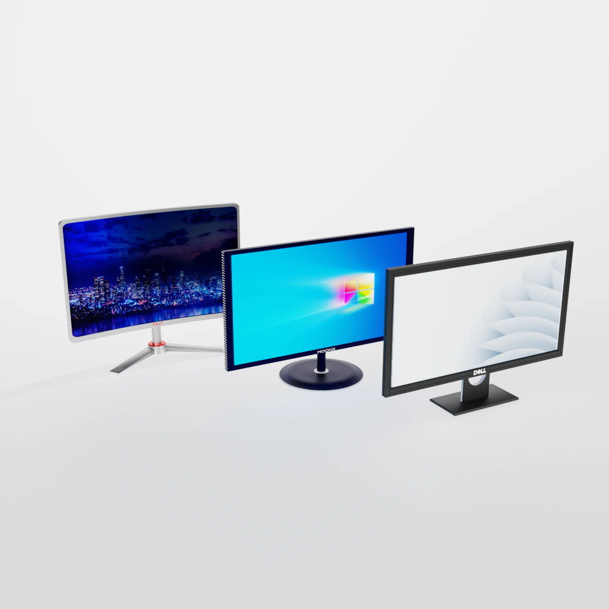 3 Differnt LED Monitors 3D Model .c4d .max .obj .3ds .fbx .stl .blend