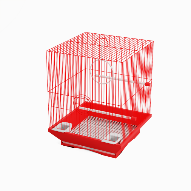 Small Red Birdcage 3D Model .c4d .max .obj .3ds .fbx .stl .blend 