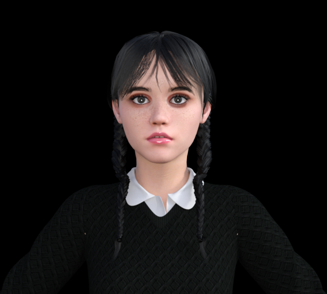 Wednesday Jenna Ortega Realistic Character 3D मॉडल .c4d .max .obj .3ds .fbx .stl .blend 