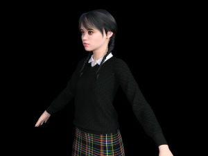 Wednesday Jenna Ortega Realistic Character 3D मॉडल