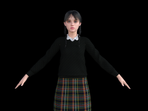 Wednesday Jenna Ortega Realistic Character 3D मॉडल