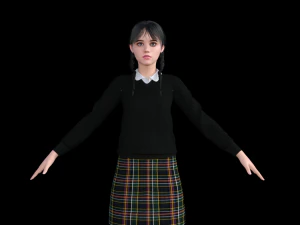 Wednesday Jenna Ortega Realistic Character 3D Model