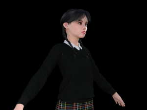 Wednesday Jenna Ortega Realistic Character 3D मॉडल
