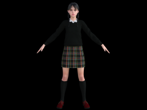 Wednesday Jenna Ortega Realistic Character 3D मॉडल