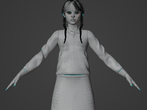 Wednesday Jenna Ortega Realistic Character 3D मॉडल