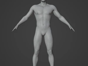Corpo de homem m&eacute;dio Low Poly Basemesh Modelo 3D