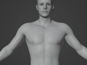 Corpo de homem m&eacute;dio Low Poly Basemesh Modelo 3D