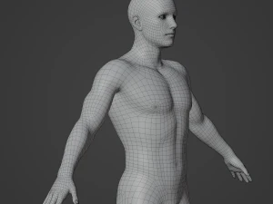 Corpo de homem m&eacute;dio Low Poly Basemesh Modelo 3D