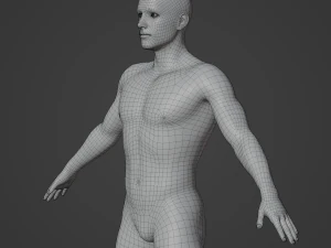 Corpo de homem m&eacute;dio Low Poly Basemesh Modelo 3D