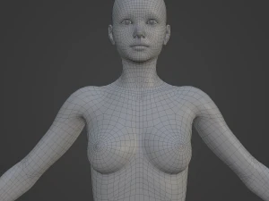 Average Woman Body Low Poly Basemesh 3D Model