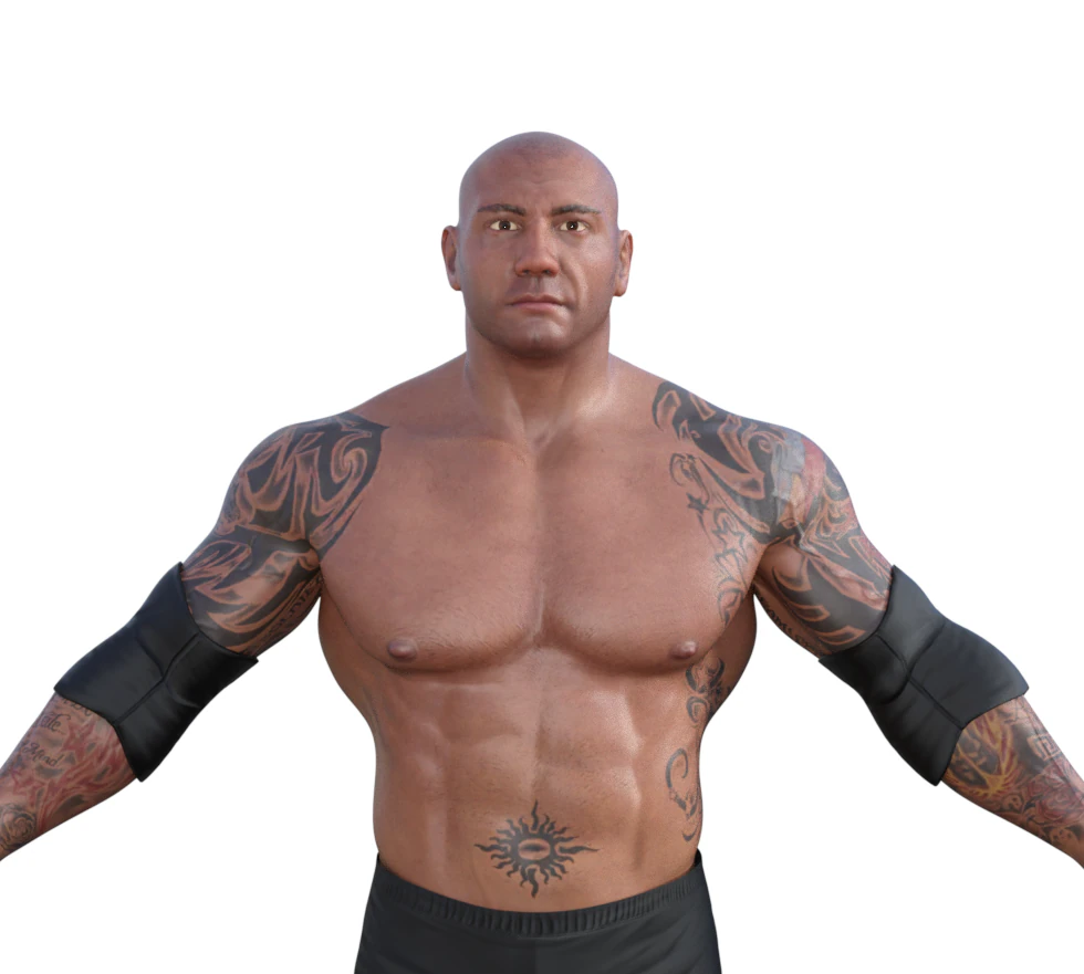 Dave Batista Realistic Character 3D Model .c4d .max .obj .3ds .fbx .stl .blend 