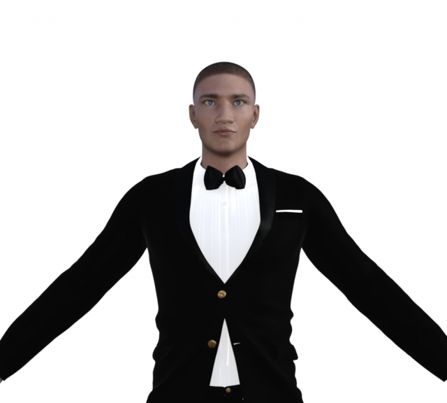 Asian Waiter Man Realistic Character 3D Model .c4d .max .obj .3ds .fbx .stl .blend 