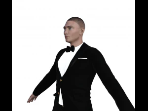 Asian Waiter Man Realistic Character 3D Model